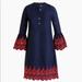 J. Crew Dresses | Nwt J.Crew Eyelet Bell-Sleeve Dress In Navy | Color: Blue/Red | Size: Xs