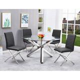 Orren Ellis Shiraz 5 - Piece Dining Set Glass/Upholstered/Metal in Gray | Wayfair 79B028E0A328427EA4AD206077B15F41