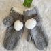 Kate Spade Accessories | Kate Spade Knitted Pompom Mittens | Color: Gray/White | Size: Os