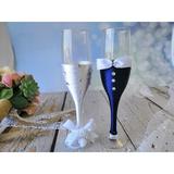 Le Prise™ Harwich 2 Pieces Wedding Champagne Flutes Toasting Glasses 7 oz. Glass in Blue | 8.95 H x 2 W in | Wayfair