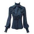 WeiweiSmile Chiffon Victorian Blouse Vintage Gothic Lolita Casual Shirt Blouse White/Black/Wine Red/Blue