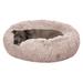 Calming Cuddler Long Fur Donut Pet Bed, 36" L X 36" W X 10" H, Taupe, Large, Cream