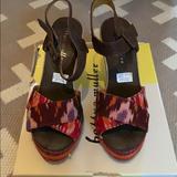 Anthropologie Shoes | Betty Muller Wedge Sandals | Color: Brown/Red | Size: 8