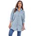 Plus Size Women's Kate Tunic Big Shirt by Roaman's in Pale Blue (Size 16 W) Button Down Tunic Shirt