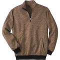 Men's Big & Tall Quarter Zip Sweater Fleece by KingSize in Brown Marl (Size L)