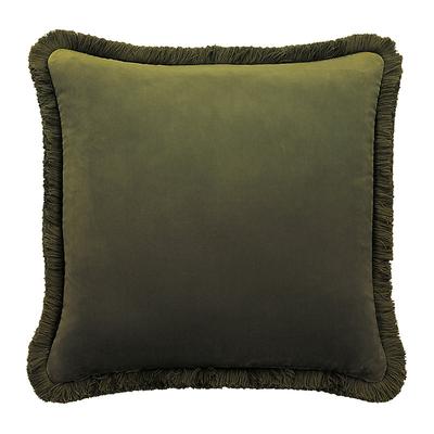 Fringed Signature Velvet Pillow - Sage 12