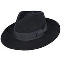 Gladwin Bond Stiff and Snap Brim 100% Wool Felt Fedora Trilby Hat with Wide Band Luxury Wool Hat Looks Amazing and Feels Amazing When Wearing (Black, Small 54cm)