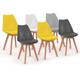 Lot de 6 chaises scandinaves sara mix color gris clair, blanc, gris foncé x2, jaune x2 - Multicolore