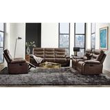 Red Barrel Studio® Diyan 78" Leather Match Pillow top Arm Reclining Loveseat Leather Match in Brown | 41 H x 78 W x 38 D in | Wayfair