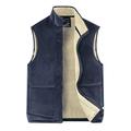 Panegy Men's Warm Vest for work Outdoor Winter Fleece Gilet Solid Color Windproof Hiking Sleeveless Jacket Body Warmer Blue Label Size 5XL=EU XL