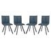 LeisureMod Wesley Modern Leather Dining Chair With Metal Legs ( Set of 4 ) - LeisureMod WC18BU4