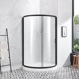 Ove Decors Breeze 38 in. Framed Round Sliding Clear Glass Shower Kit w/ Base Included in White | 76.97 H x 44.49 W in | Wayfair 15SKC-BREE38-BLKAC