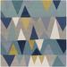 Blue/Gray 96 x 0.39 in Area Rug - Mercury Row® Sandin Geometric Handmade Tufted Wool Teal/Navy/Yellow/Gray Area Rug Wool | 96 W x 0.39 D in | Wayfair