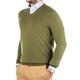 Men's V-Neck Sweater Pure Cashmere 100% Wool Long Sleeve Pullover with Soft Crew Neck and Soft V-Neck (XL, Military Green)