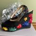 Anthropologie Shoes | Anthropologie Jessie Wedge Size 7.5 | Color: Black/Red | Size: 7.5