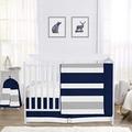 Sweet Jojo Designs Navy and Grey Stripe Baby Boy Girl Nursery Crib Bedding Set - 4 Pieces - Blue, Gray and White Gender Neutral