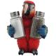 Tropical Parrot Glass Salt and Pepper Shaker Set with Holder Figurine for Beach Bar or Restaurant & Nautical Kitchen Table Decor or Decorative Macaw and Bird Sculpture Spice Rack Gifts