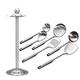 Kitchen Utensil Set - 6 Piece Stainless Steel Cooking Utensils with Rotating Holder Organizer Includes Slotted Spoon, Slotted Spatula, Large Spoon, Soup Ladle, Spatula, Pasta Server Silver/7PCS