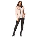 Roman Originals Women Faux Fur Collar Padded Coat - Ladies Puffer Jacket with Pockets Asymmetric Diagonal Zip Comfy Day Casual Autumn Winter Thick Lined Fashion Bubble Biker - Pink - Size 18