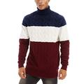 TACVASEN Casual Jumper Winter Roll Neck Sweater Cotton Sport Sweatshirt Pullover Knit Jumpers Comfortable Warm Cardigans Red Wine