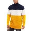 TACVASEN Warm Jumper Men Winter Cotton Sweater Roll Neck Pullover Shirt Xmas Knitted Jumpers Casual Sweatshirt Warm Walking Tops Fleece Knitwear Yellow