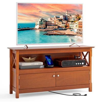 Costway 44 Inch Wooden Storage Cabinet TV Stand-Brown