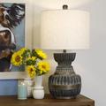 One Allium Way® Dendron 31" Ebony Table Lamp Resin/Linen in Brown/White | 31 H x 16 W x 16 D in | Wayfair 028B09C732974D4C83C5624A7B0BC281