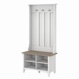 Bush Furniture Salinas Hall Tree with Shoe Storage Bench in Pure White and Shiplap Gray - Bush Furniture SAS532G2W-03