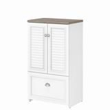 Bush Furniture Fairview 2 Door Storage Cabinet with File Drawer in Pure White and Shiplap Gray - Bush Furniture WC53680-03