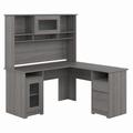 Bush Furniture Cabot 60W L Shaped Computer Desk w/ Hutch in Modern Gray - Bush Furniture CAB001MG