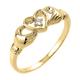 9 ct Gold Claddagh Ring - Yellow 9 ct Gold Claddagh Ring with Diamond QII