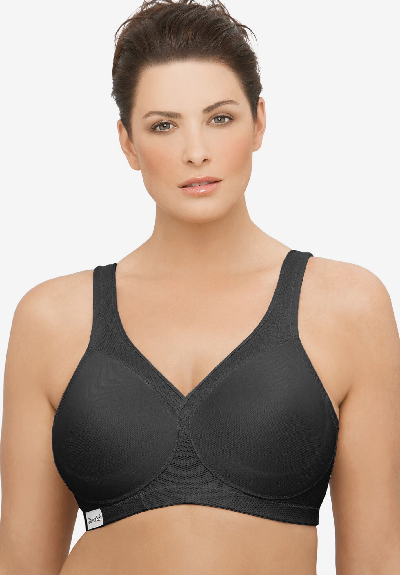 Plus Size Women's Glamorise MagicLift Seamless Sports Wirefree Bra 1006 (Women's & Women's Plus) by Glamorise in Black (Size 50 DD)