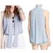 Free People Tops | Free People Floral Neck Bow Tie Blouse Top | Color: Blue | Size: Xs