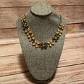 J. Crew Jewelry | J. Crew Cream/Amber Floral Gold Statement Necklace | Color: Cream/Gold | Size: Os