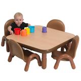 "BaseLine Toddler 30"" Square Table & Chair Set - Natural Wood - Children's Factory AB74112NW5"