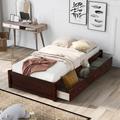 Red Barrel Studio® Dianka Twin Low Profile Storage Platform Bed Wood in Brown | 14.1 H x 41.8 W x 77.9 D in | Wayfair