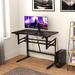 Inbox Zero Height Adjustable Gaming Standing Desk Converter Wood/Metal in Black/Brown | 43.5 W x 23.5 D in | Wayfair