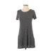 Olivia Rae Casual Dress - A-Line Scoop Neck Short Sleeve: Gray Print Dresses - Women's Size Small