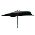 JATI Umbra 3m x 2m Oblong Wooden Patio Parasol with Cover (Black) - Rectangular, Double-Pulley, 2-Part Pole