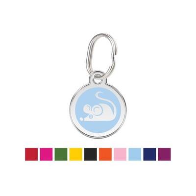 Red Dingo Mouse Personalized Stainless Steel Cat ID Tag, Small, Light Blue