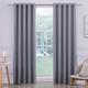 Ultra Soft Light Grey Satin Blackout Eyelet Curtain Window Treatment Drapes 2 panels for Bedroom, Livingroom, Kids Nursery Room W66 x L72 inch