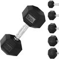 MAR | Rubber Hex Dumbbells, Weights Dumbbells Set, 5kg, 10kg Dumbbell Set, 15kg, 20kg, 25kg, Weights Set, Weights Sets Home Gym Fitness Hexagonal Dumbbells Kit Weight Lifting Exercise Weight (Single)