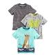 Simple Joys by Carter's Baby Jungen 3-Pack Short-Sleeve Tee T-Shirt, Blau Faultier/Grau Dinosaurier/Kohlegrau Streifen, 4 Jahre (3er Pack)