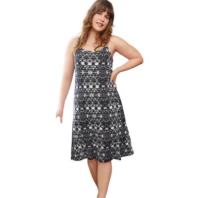 Plus Size Women's Knit Tank dress by ellos in Black Grey Print (Size 6X)