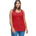 Plus Size Women's Lace Trim Tank by ellos in Red Apple (Size 1X)
