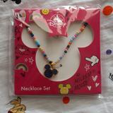 Disney Jewelry | Beaded Mickey Head Necklace | Color: Gold/Pink | Size: Os