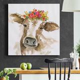 Rosalind Wheeler Miss Daisy - Wrapped Canvas Print Metal in Brown/Pink | 40 H x 40 W x 1 D in | Wayfair 3F008B08BA264125AB0D4FBA4CA1F6B3