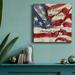 August Grove® Bless America - Wrapped Canvas Textual Art Print Canvas, Solid Wood in Blue/Red | 16 H x 16 W x 1 D in | Wayfair