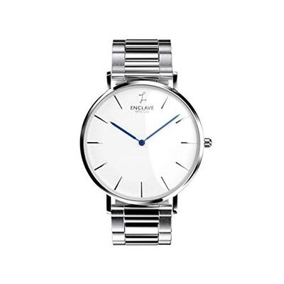 Enclave Levante Men’s Minimalist Watch with Sapphire Crystal (Silver/Silver  Link)