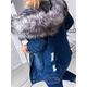 Winter jacket women coat faux fur lined parka winter jacket outdoor hooded jacket outwear denim coat (Color : Blue, Size : L)